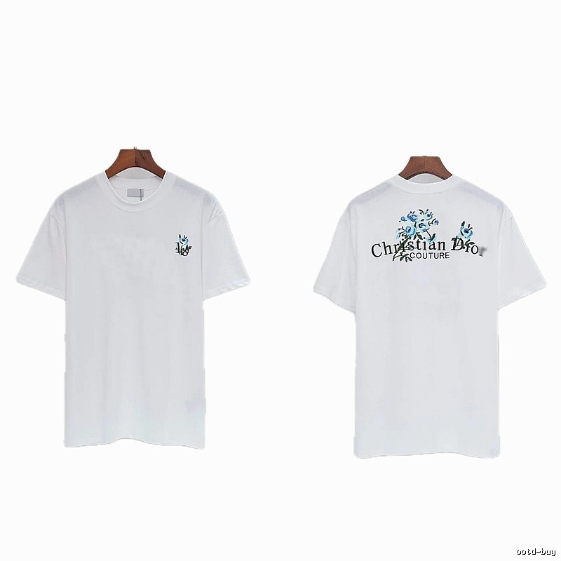 Dior Haute Couture Embroidered Floral-style White T-shirt