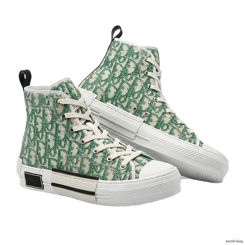 Dior high-top retro green canvas shoes