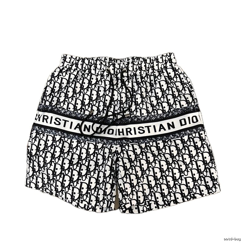 Dior Monogram All-over Print Light Luxury Style Black and White Shorts