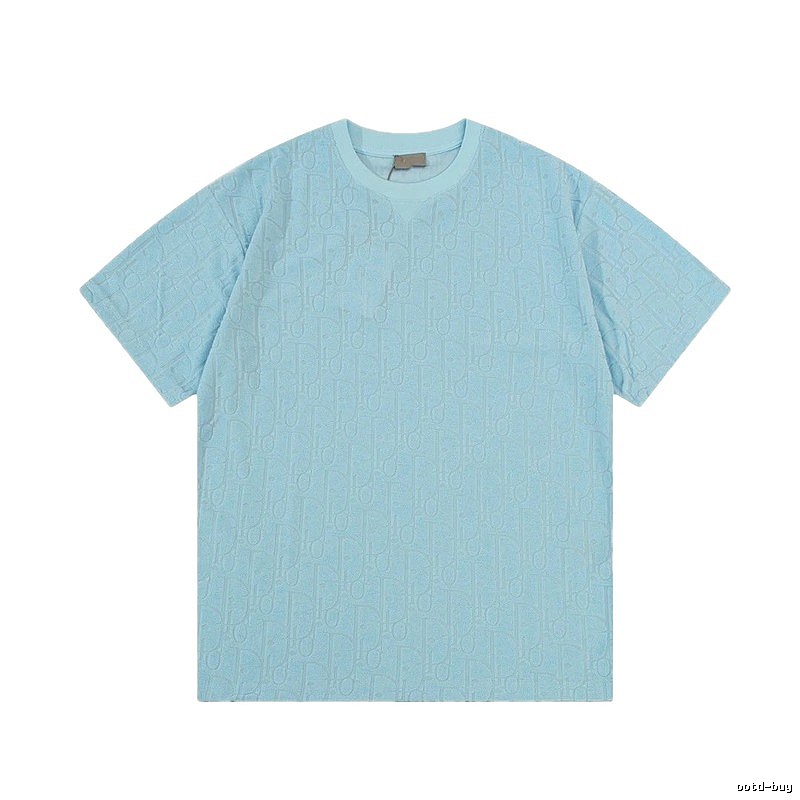 Dior Monogram All-over Print Light Luxury Style Light Blue T-Shirt