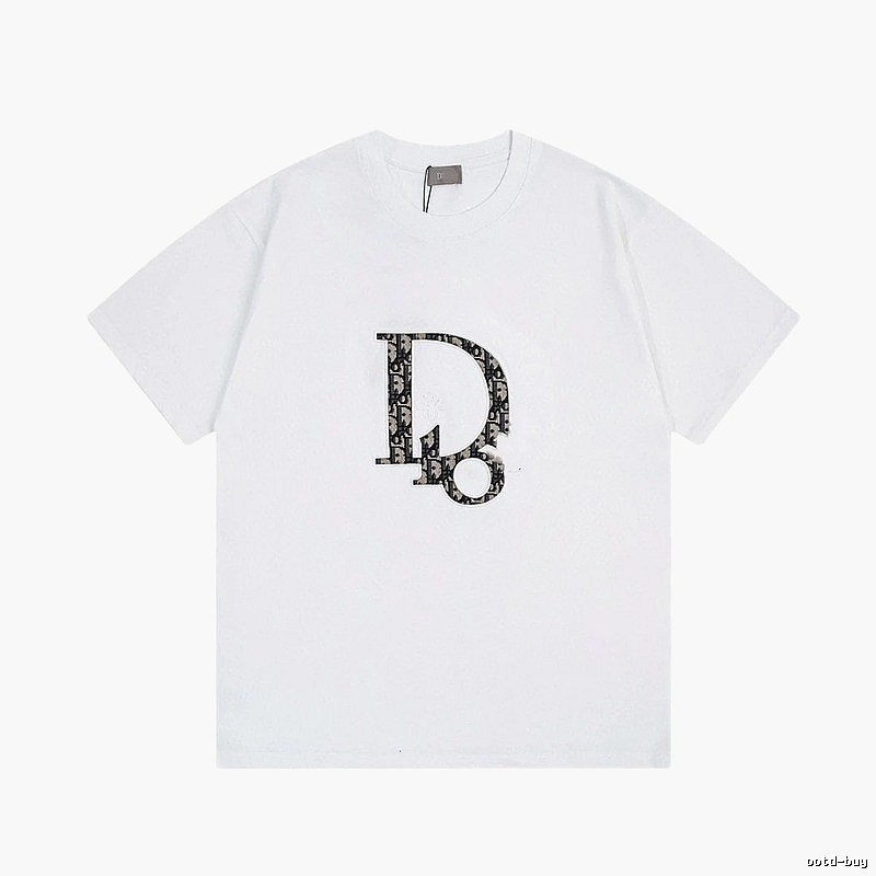 Dior Monogram Light Luxury Style White Short-sleeved T-shirt