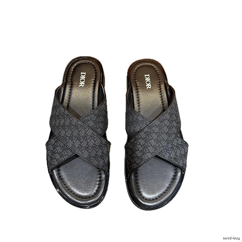Dior Oblique Casual Style Black Slides