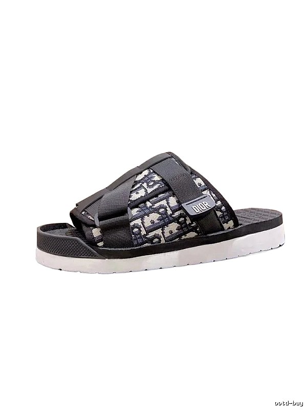 Dior Vintage Monogram Black and White Slide Sandals
