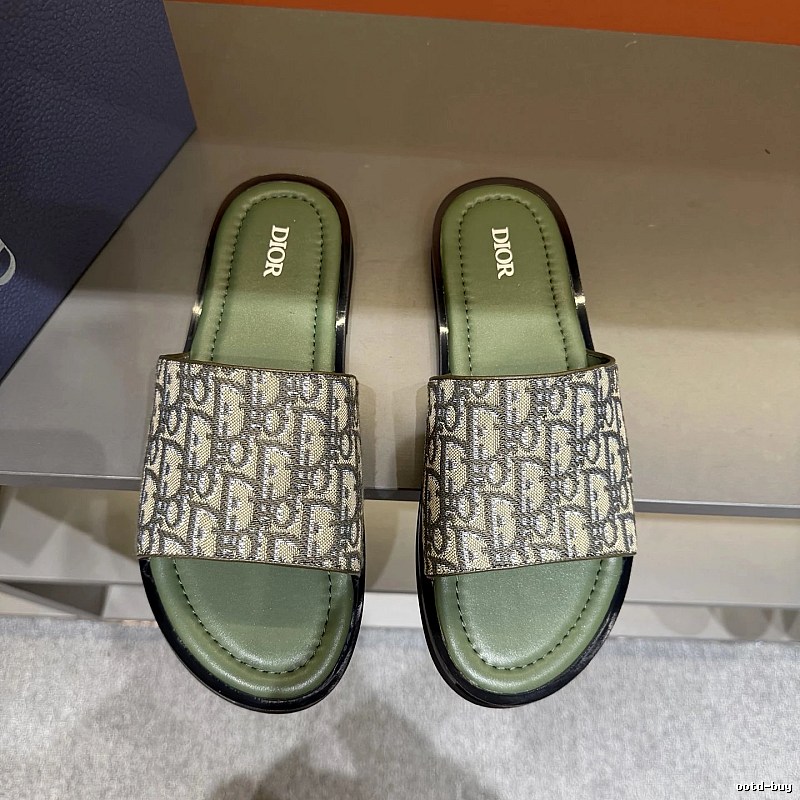 Dior Vintage Monogram Green Slides