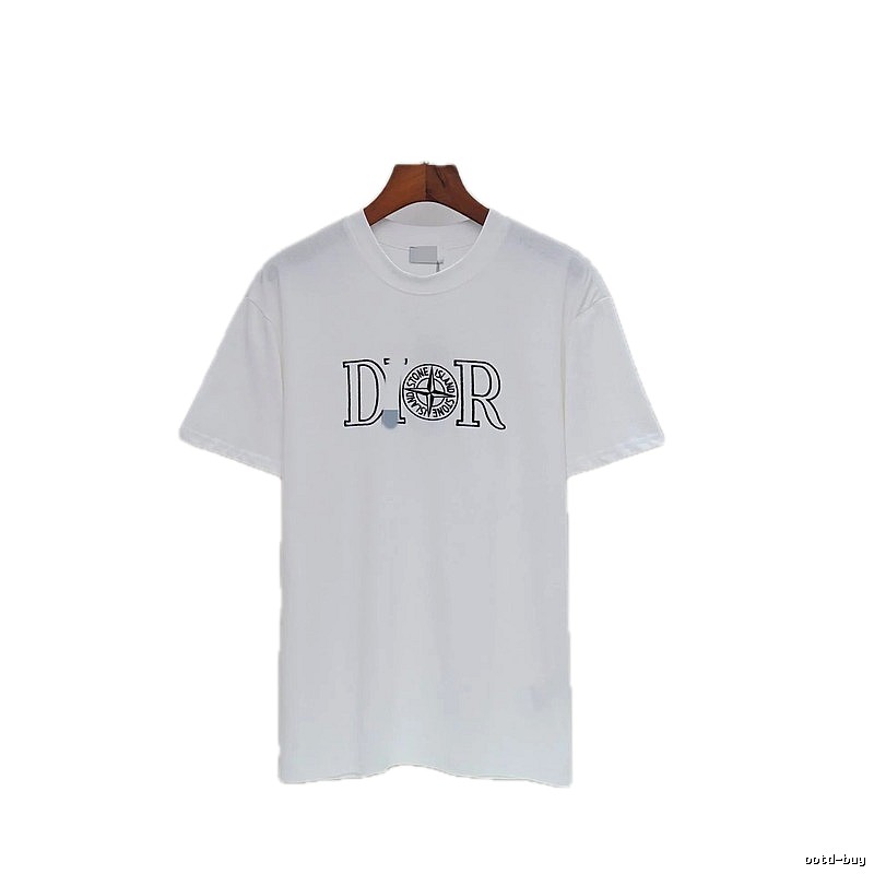 Dior x Stone Island Co-branded Casual Style White T-Shirt