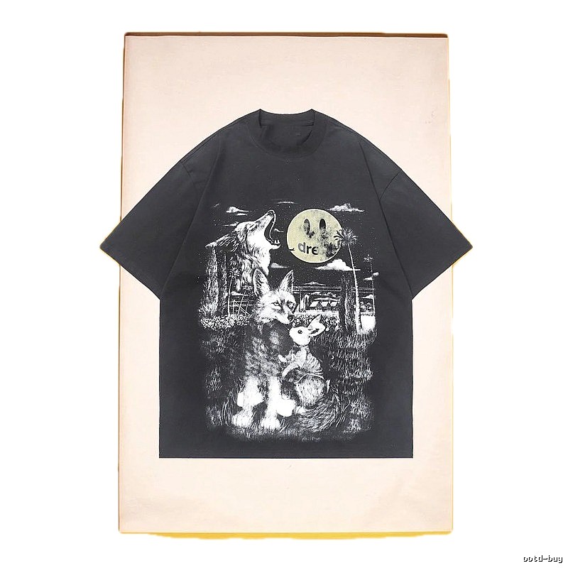 DREW Animal Print Street Style Black T-Shirt