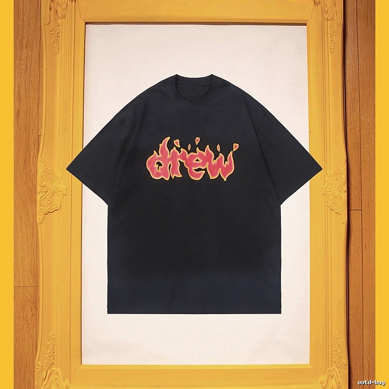 DREW Flame Heart Street Style Black T-shirt
