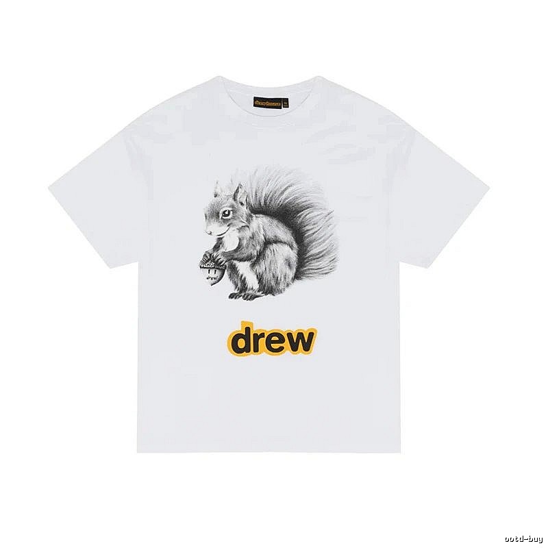 DREW Squirrel Print Street Style White T-shirt