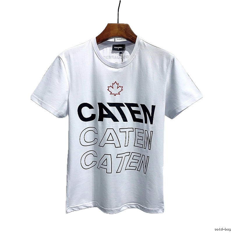 DSQ CATEN Letter Print Trendy Brand White Short Sleeve T-Shirt