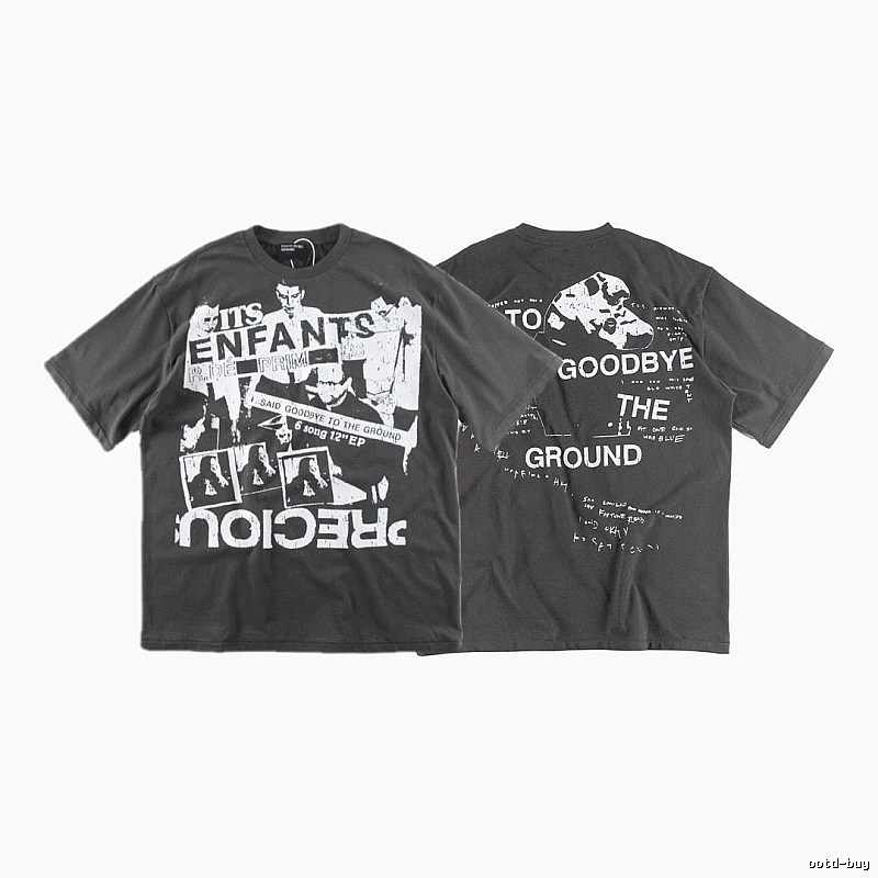 ERD GRJKD Printed Dark Style Charcoal Gray T-Shirt
