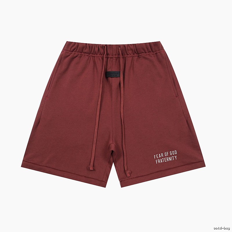 ESSENTIALS minimalist style wine red shorts