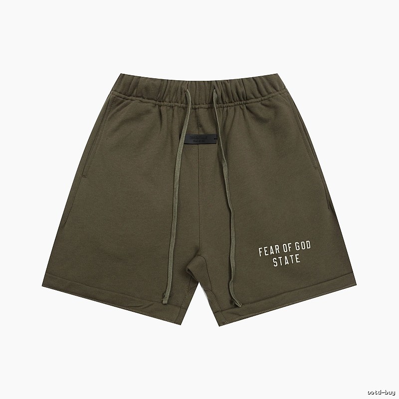 ESSENTIALS Sporty Military Green Shorts