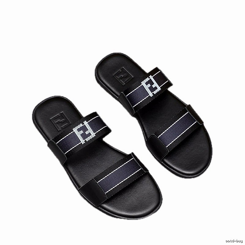 Fendi FF Collection Streetwear Style Black Slides