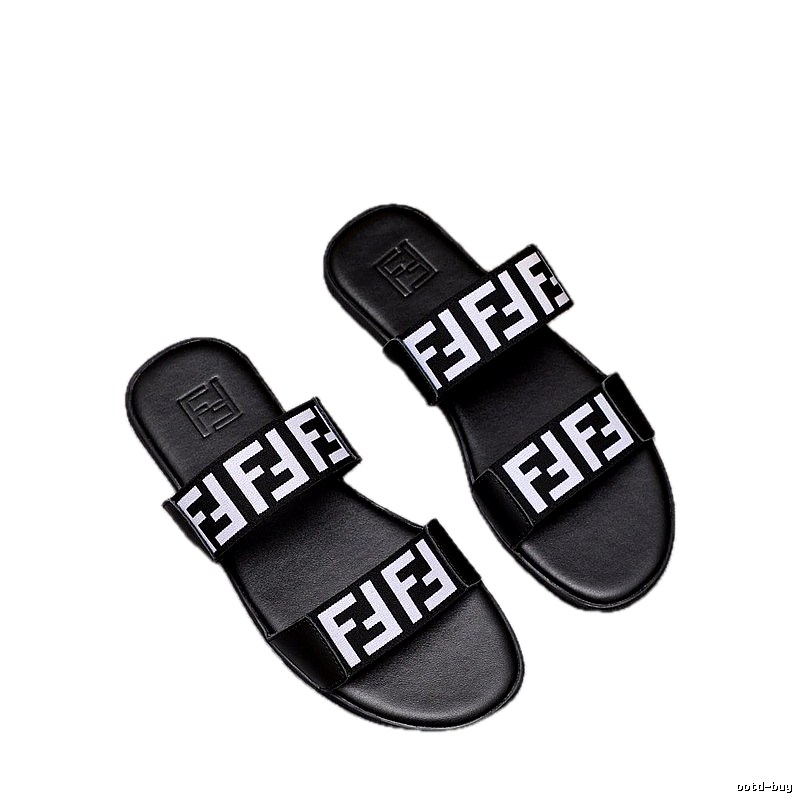 Fendi FF Collection Trendy & Cool Black and White Slides