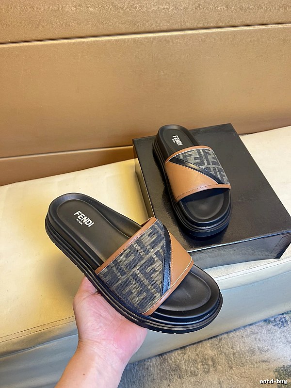 Fendi FF Monogram Vintage Style Color-block Slides