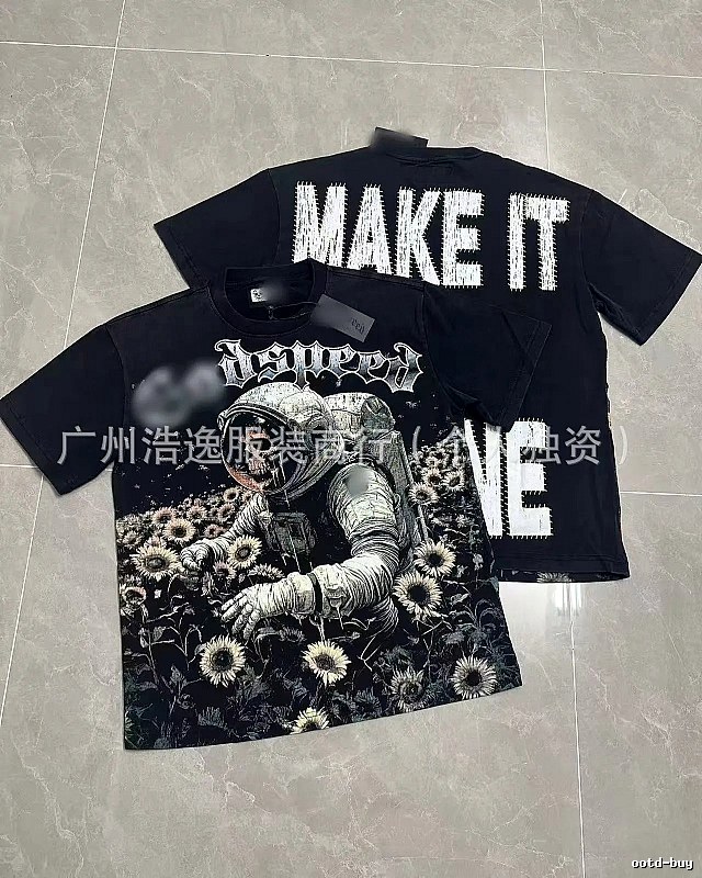 GOD Skull Astronaut Dark Style Black Short-sleeve T-shirt