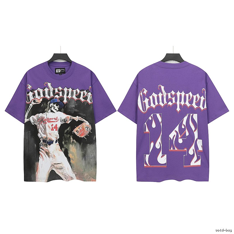 Godspeed Baseball Skull Street Style Purple T-shirt
