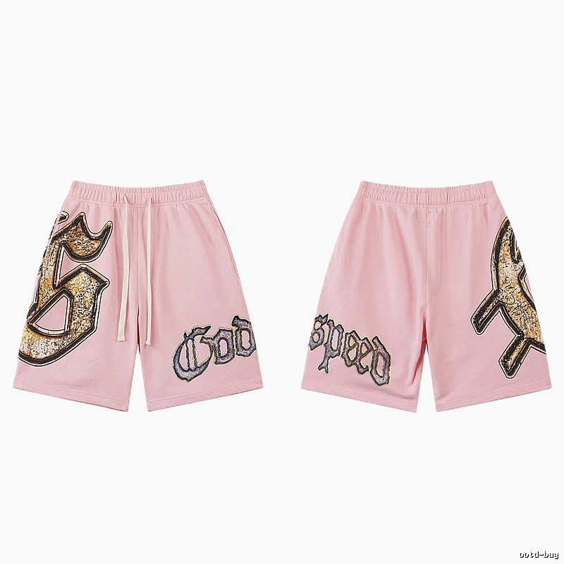 Godspeed Printed Vintage Style Pink Shorts