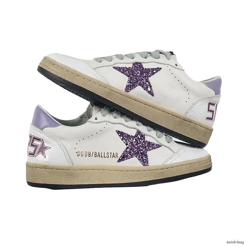 Golden Goose Star Trendy Brand White and Purple Shoes