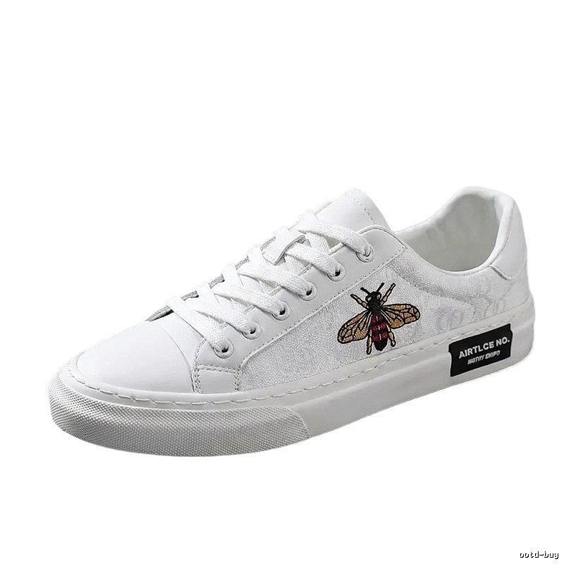 Gucci bee - embroidered small white shoes