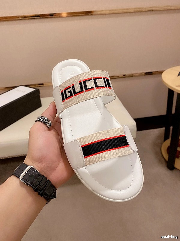 Gucci Webbing Casual-Style White Slides