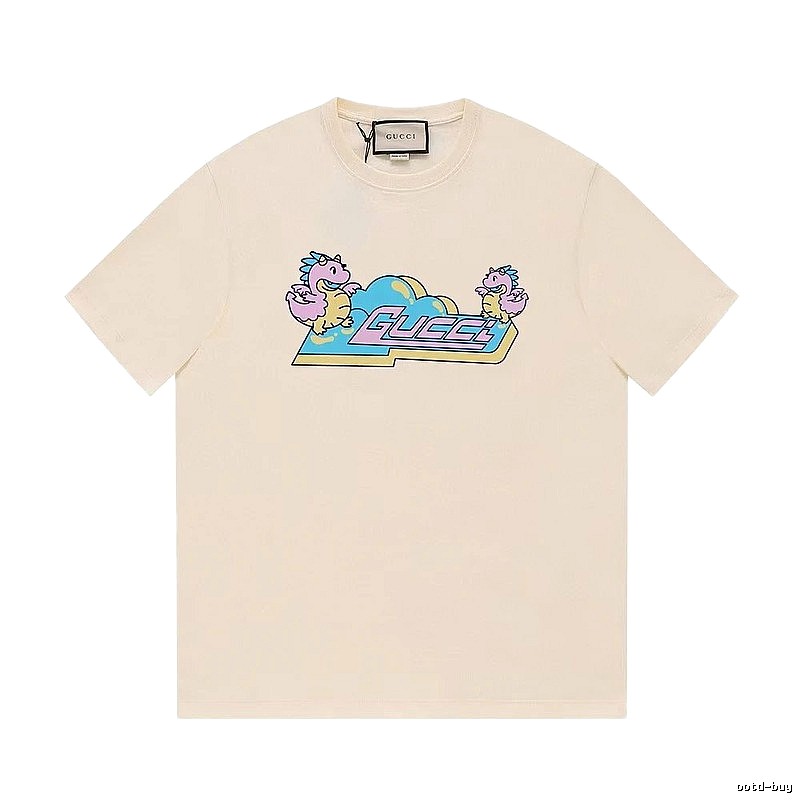 Gucci Year of the Dragon Collection Cartoon Style Off-white Short Sleeve T-shirt