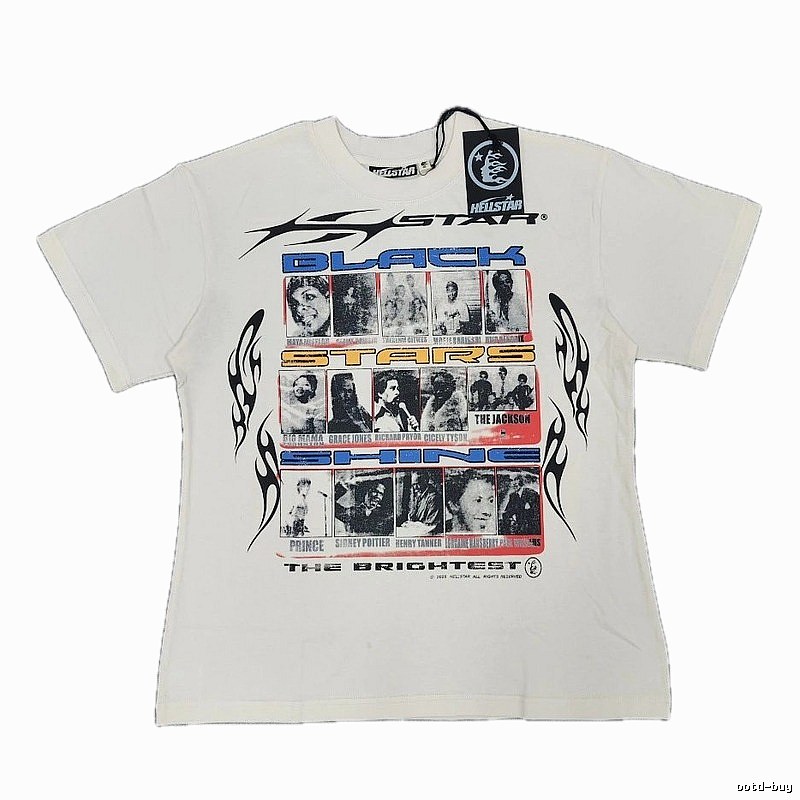 Hellstar Black Star Vintage Off-white Short Sleeve T-Shirt