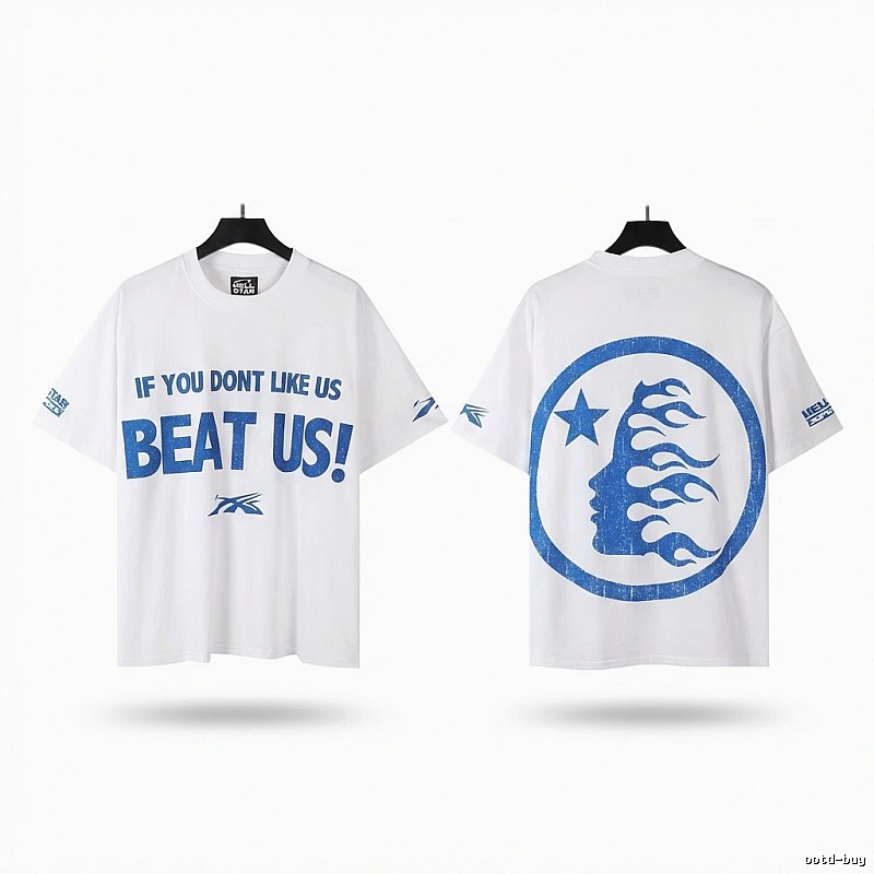 Hellstar Blue and White Street Style T-shirt