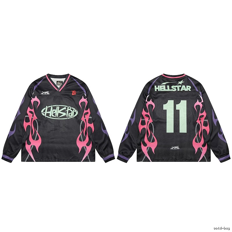 Hellstar Flame Street Style Black and Pink Jersey