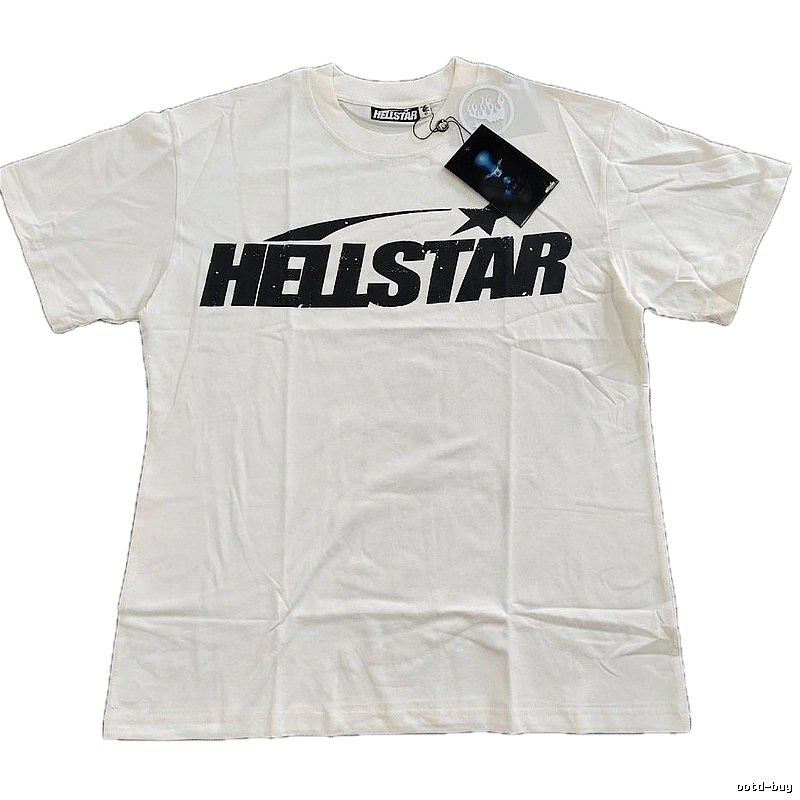 Hellstar Letter Print Street Style Off-white T-Shirt