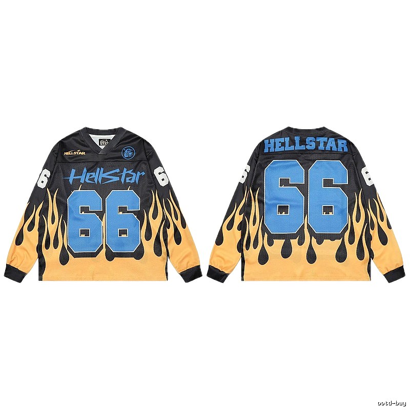 Hellstar No.66 Flame Street Style Black and Yellow Jersey