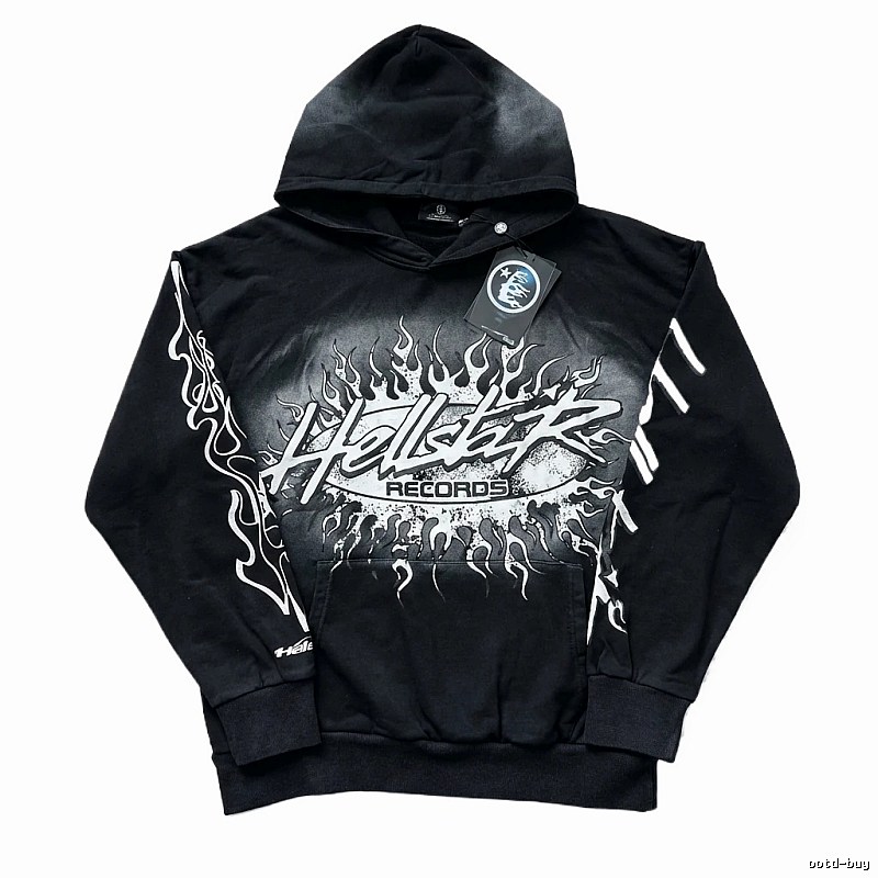 Hellstar Records Flame Wind Black Hoodie
