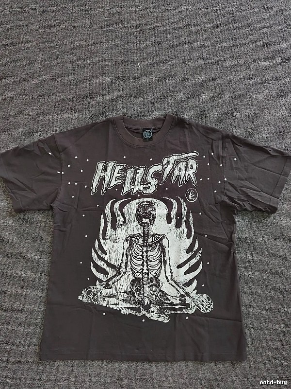 Hellstar Skull Print Dark Style Brown T-Shirt