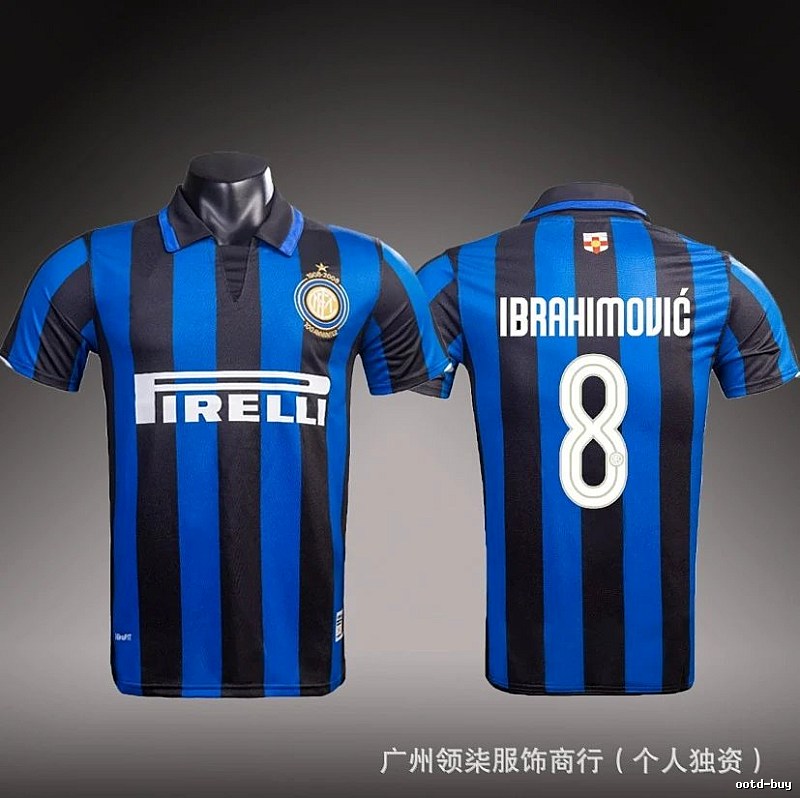 Inter Milan Patterned Brehme #3 soccer jersey Blue Black Striped with Polished Detail