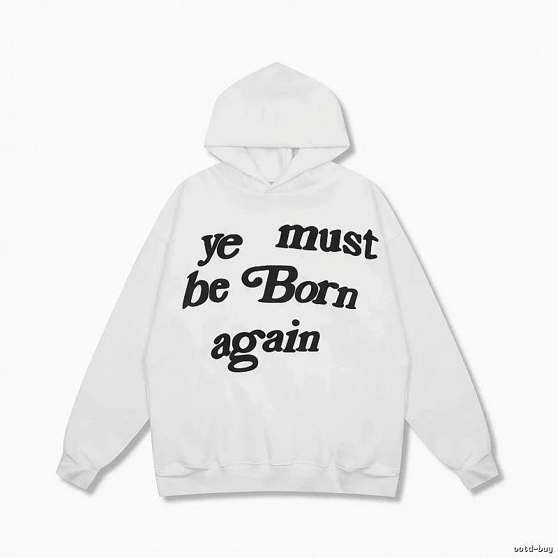 Kanye's religious-style white hoodie.