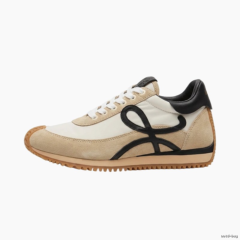LOEWE retro-style black and brown color-blocking sneakers