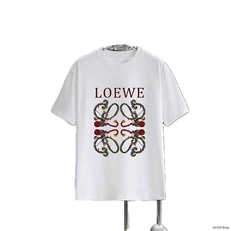 LOEWE Vintage-style Dragon Print White T-Shirt