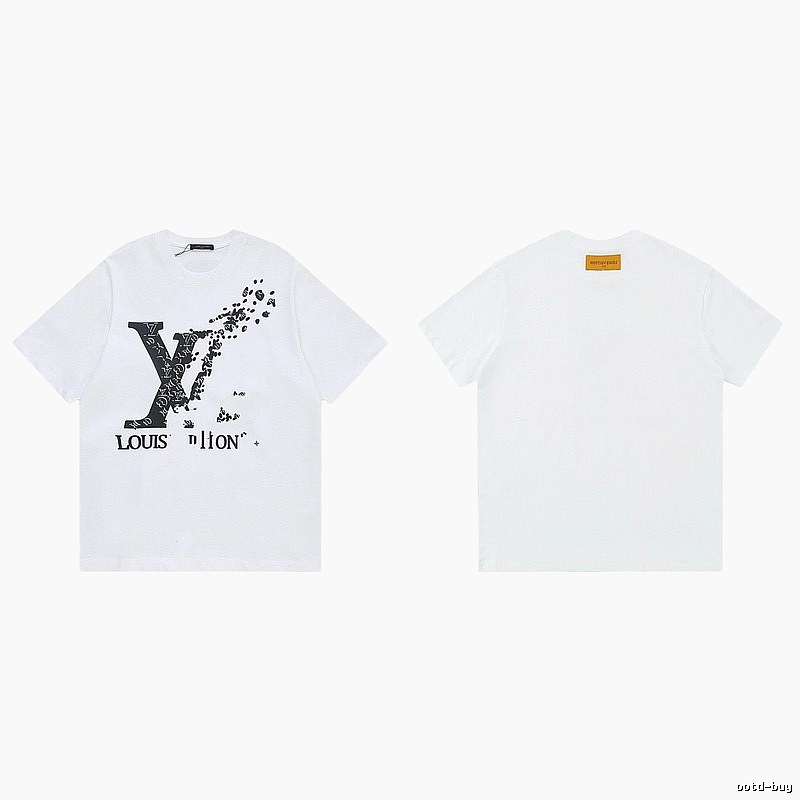 Louis Vuitton Dissolved Print Trendy Short Sleeve White T-Shirt