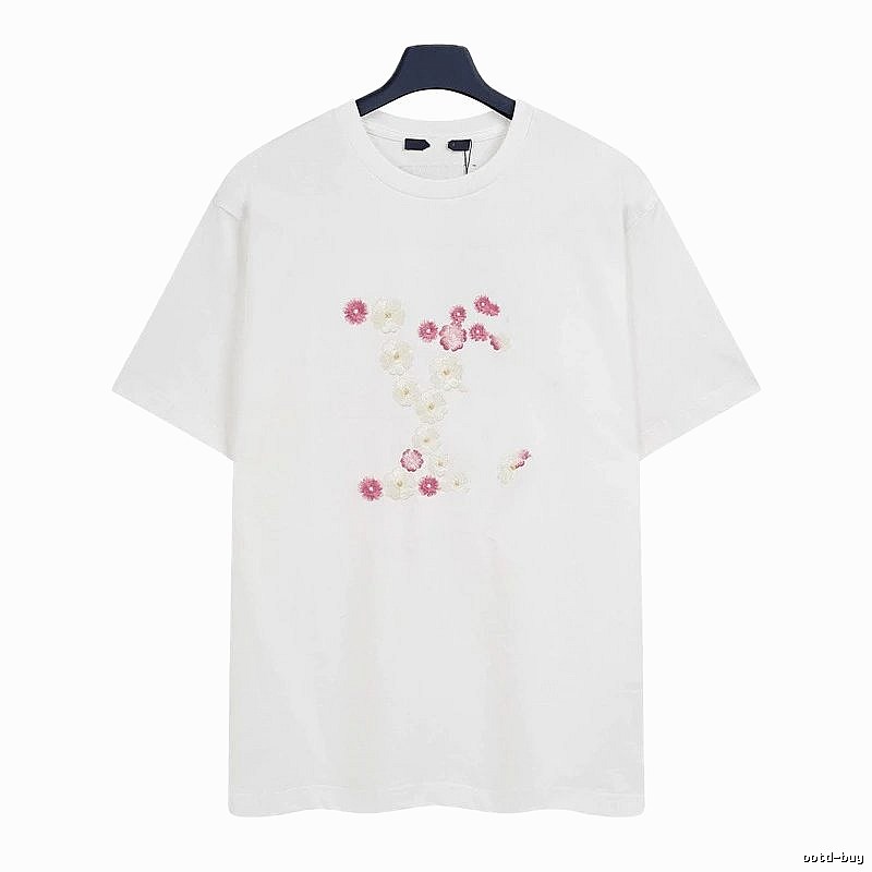 Louis Vuitton Floral Embroidered Casual White T-Shirt