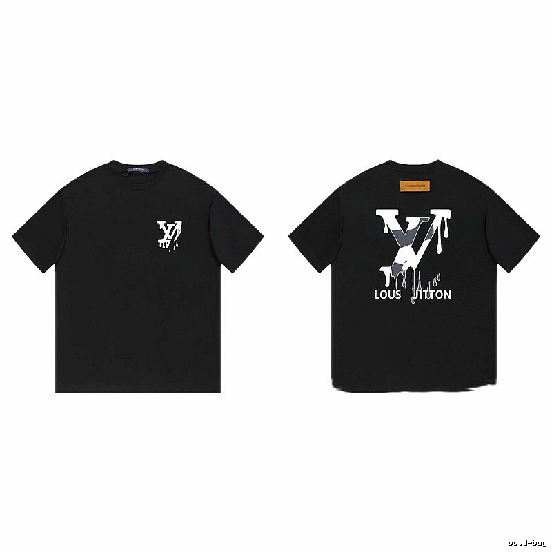 Louis Vuitton Melted Logo Street Style Black Short-sleeve T-shirt