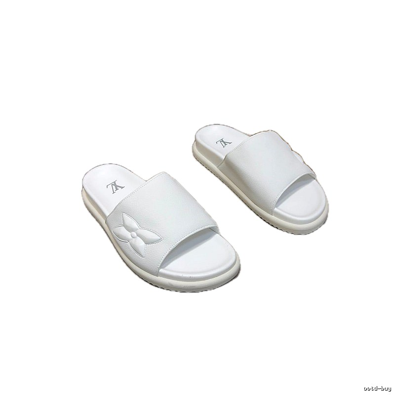 Louis Vuitton Monogram Casual Style White Slide Sandals