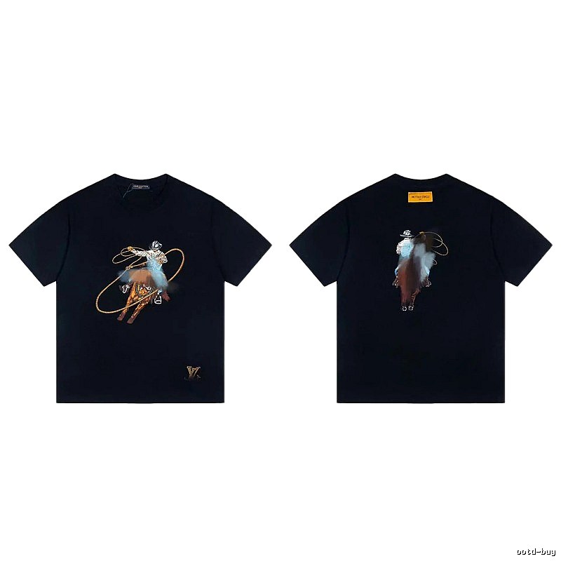 Louis Vuitton Western Cowboy Vintage Style Black T-Shirt