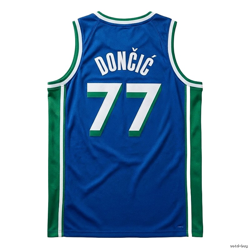 Luka Doncic's No. 77 blue-green basketball jersey