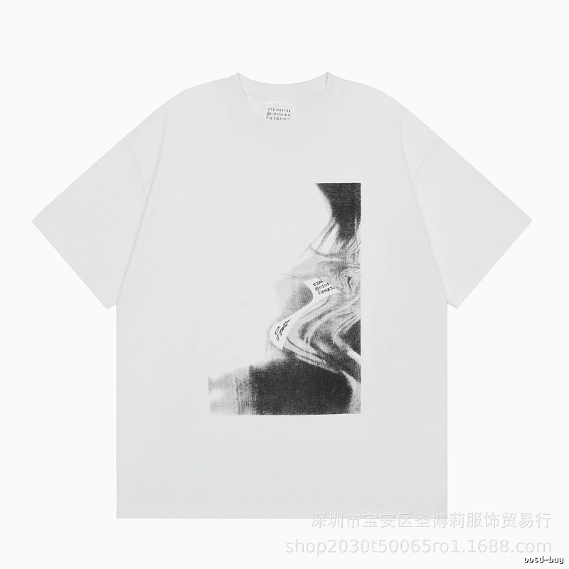 Maison Margiela Abstract Ink-wash Style White Short-sleeve T-shirt