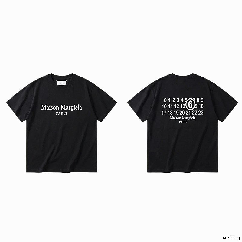 Maison Margiela black T-shirt with digital printing.