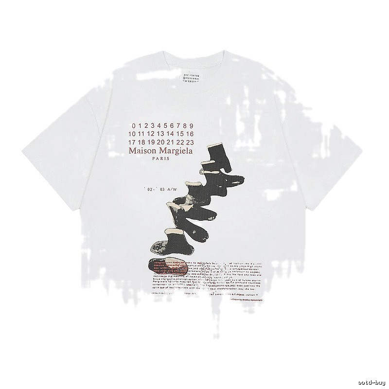 Maison Margiela Printed Vintage Style White T-Shirt
