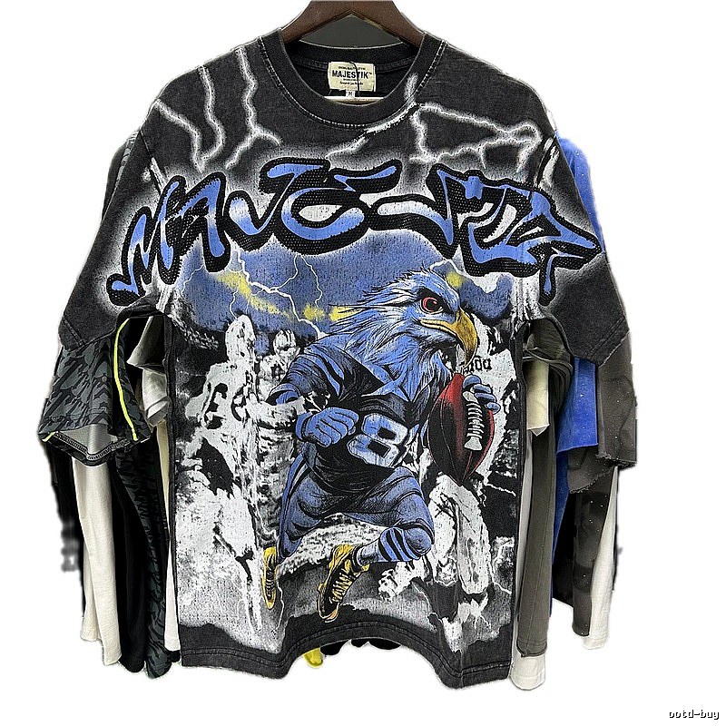 MAJ Flying Eagle American Vintage Distressed Black Short Sleeve T-Shirt