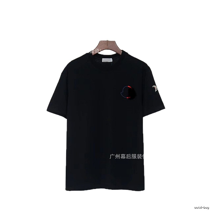 Moncler Embroidered Casual Black Short-sleeve T-shirt