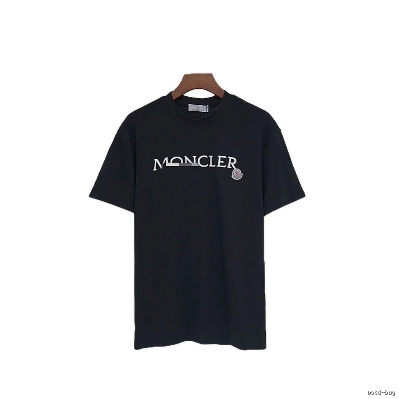 Moncler Embroidered Casual-Style Black T-Shirt