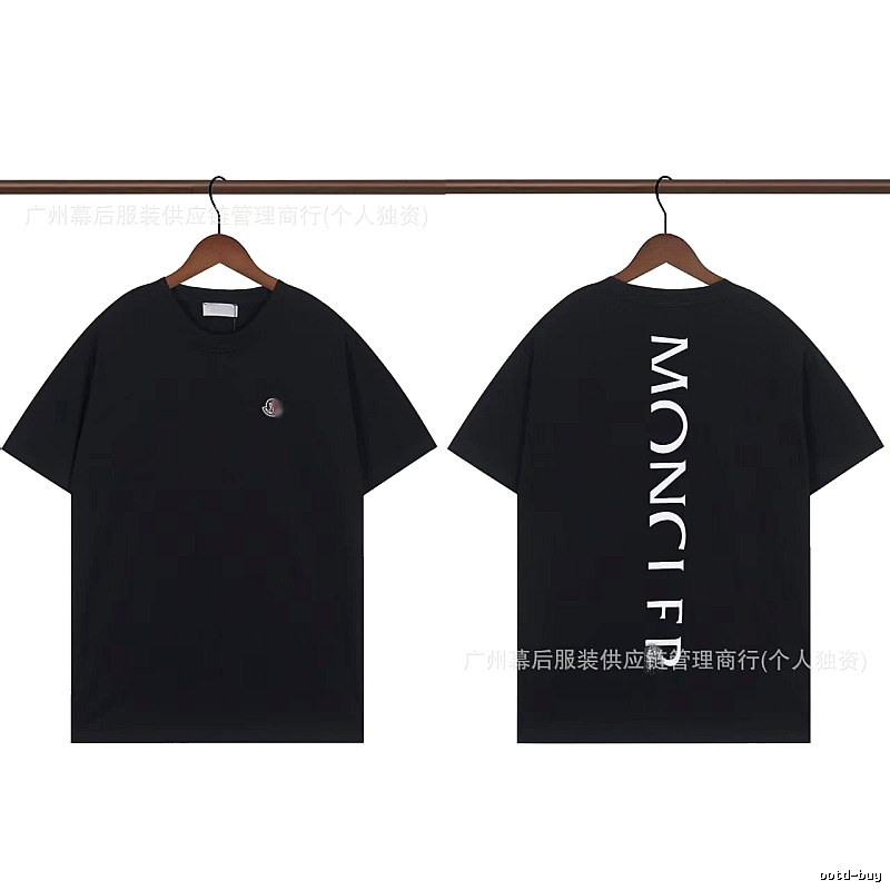Moncler Letter Print Casual Style Black T-Shirt
